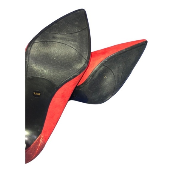 Marc Fisher red suede & glitter pointy toe stiletto pump heels size 11 brand new - Picture 5 of 12